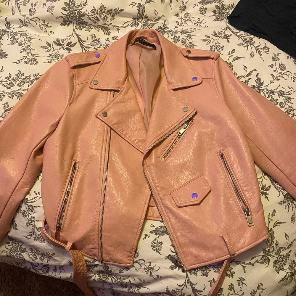 ZARA BASICS PINK LEATHER JACKET